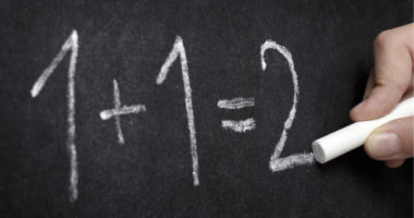 math problem on chalkboard